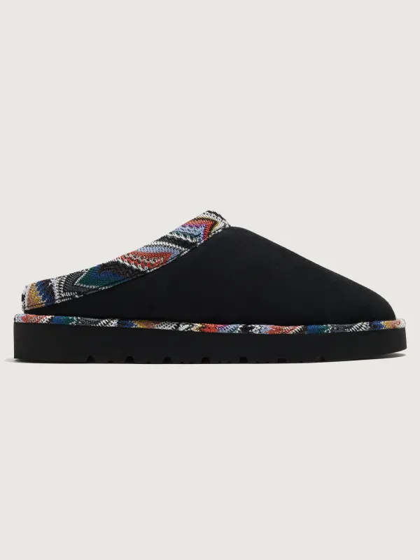 Beth Slide - Suede Flower Multi Blue/Black Suede made by Carbon38