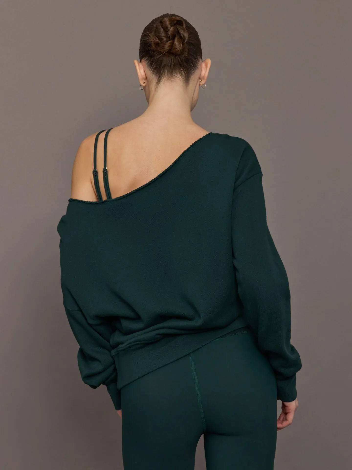 Off Shoulder Sweatshirt in French Terry - Forest sold by Carbon38 product image thumbnail 3