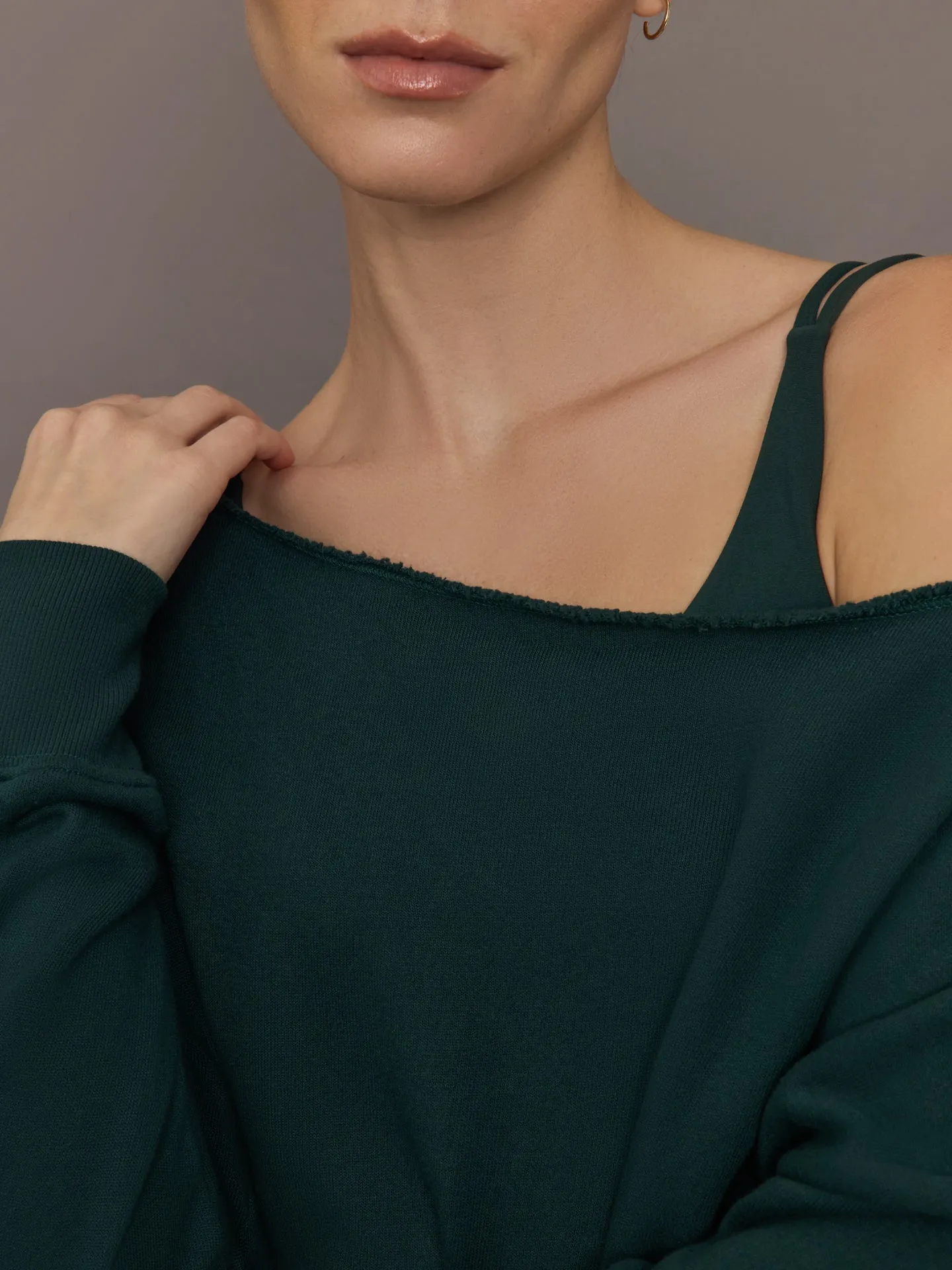 Off Shoulder Sweatshirt in French Terry - Forest sold by Carbon38 product image thumbnail 5