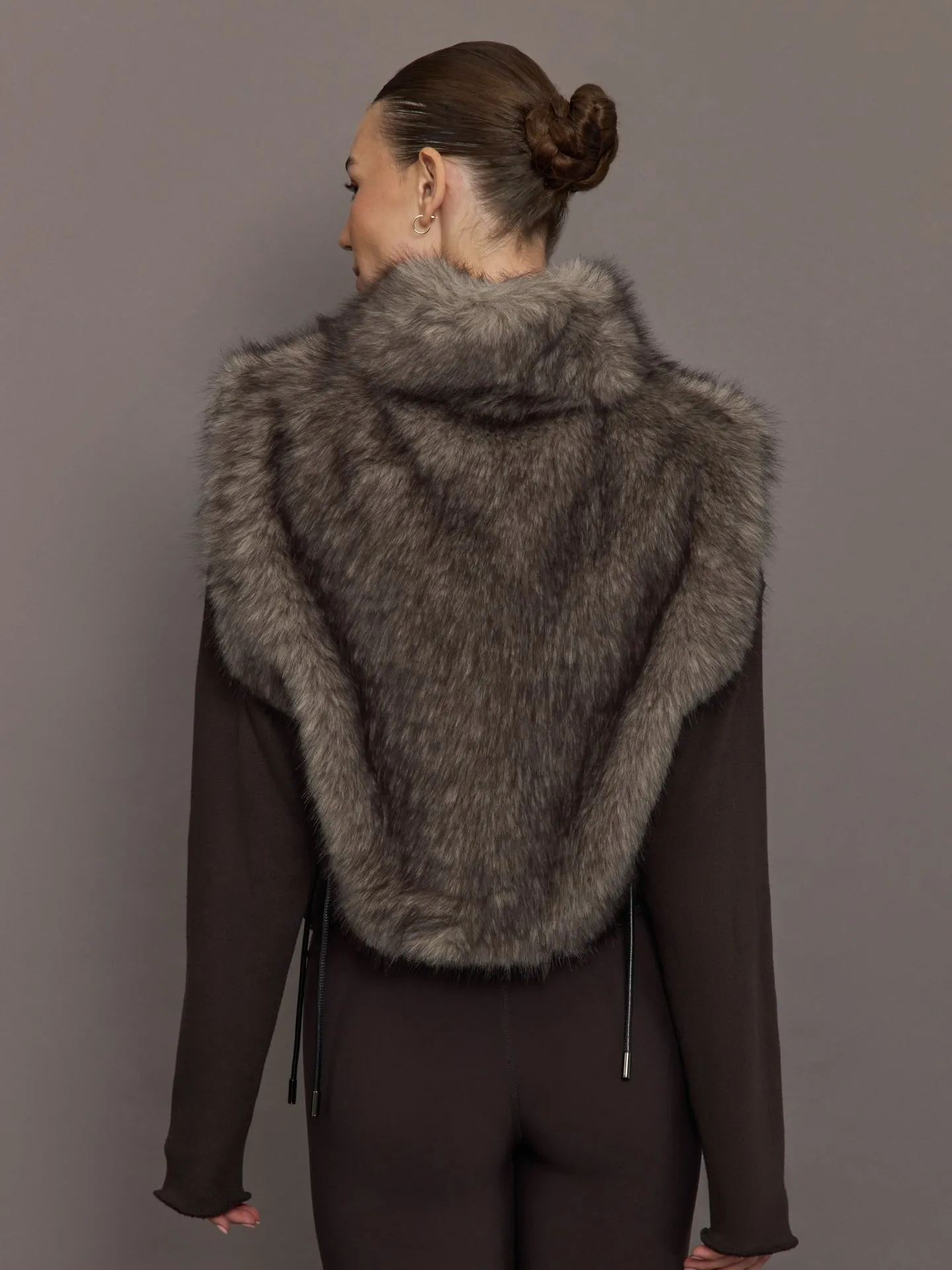 Faux Fur Pullover Vest with Side Ties - Mocha sold by Carbon38 product image thumbnail 4