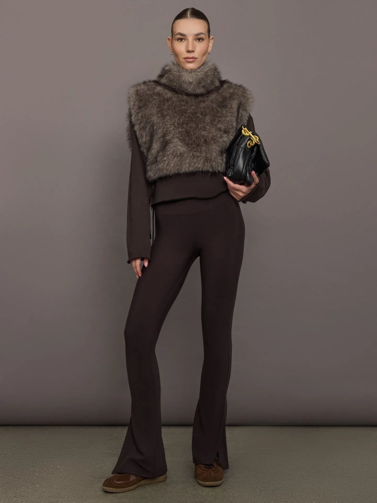 Faux Fur Pullover Vest with Side Ties - Mocha sold by Carbon38 product image thumbnail 2