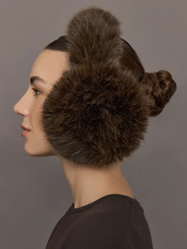 Faux Fur Earmuffs - Chocolate sold by Carbon38