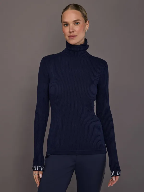 Mira Long Sleeve Knit Sweater - Navy made by Goldbergh