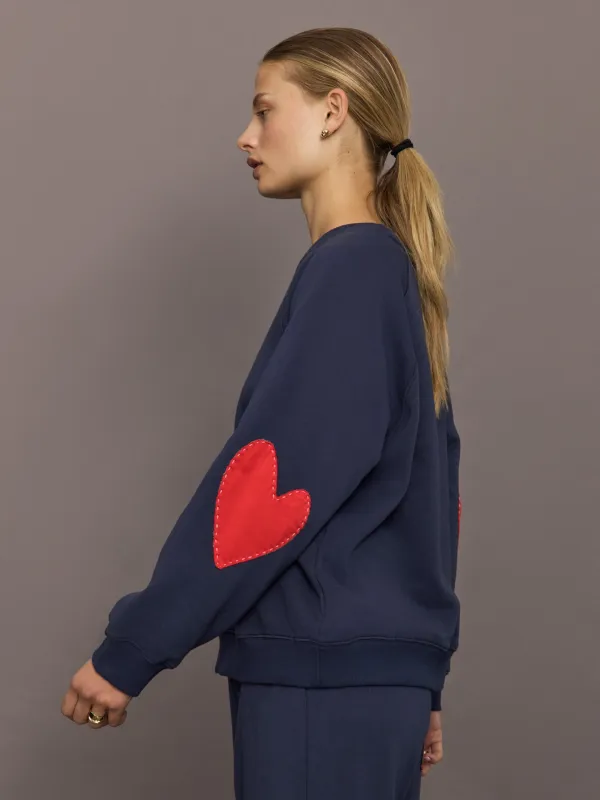 Benton Imperfect Heart Patch Sweatshirt - Indigo Blue sold by Carbon38