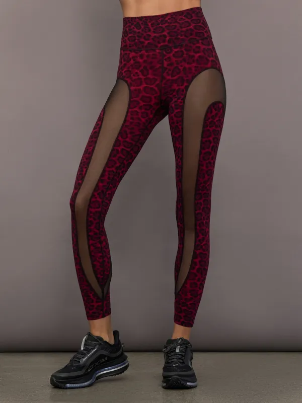 Sheer Spliced Legging in Melt - Red Leopard sold by Carbon38