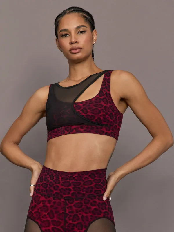 Mesh Overlay Bra - Red Leopard sold by Carbon38