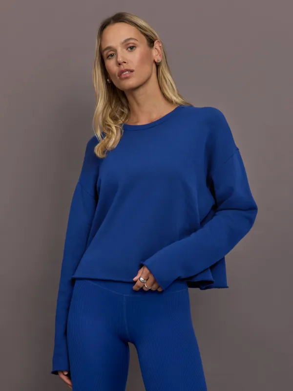Crew Neck Sweatshirt in French Terry - Cobalt sold by Carbon38