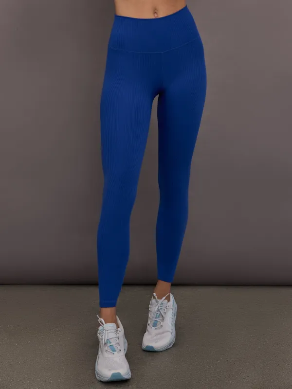 High Rise Legging in Ribbed Melt - Cobalt made by Carbon38