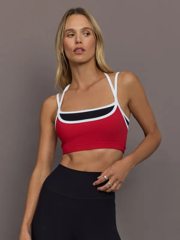 Double Layered Bra in Melt - Black/Crimson/ White Binding sold by Carbon38