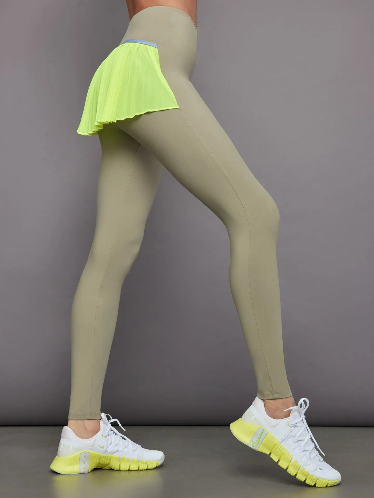 Pleated Skirt Legging in Melt - Silversage / Acid Lime sold by Carbon38