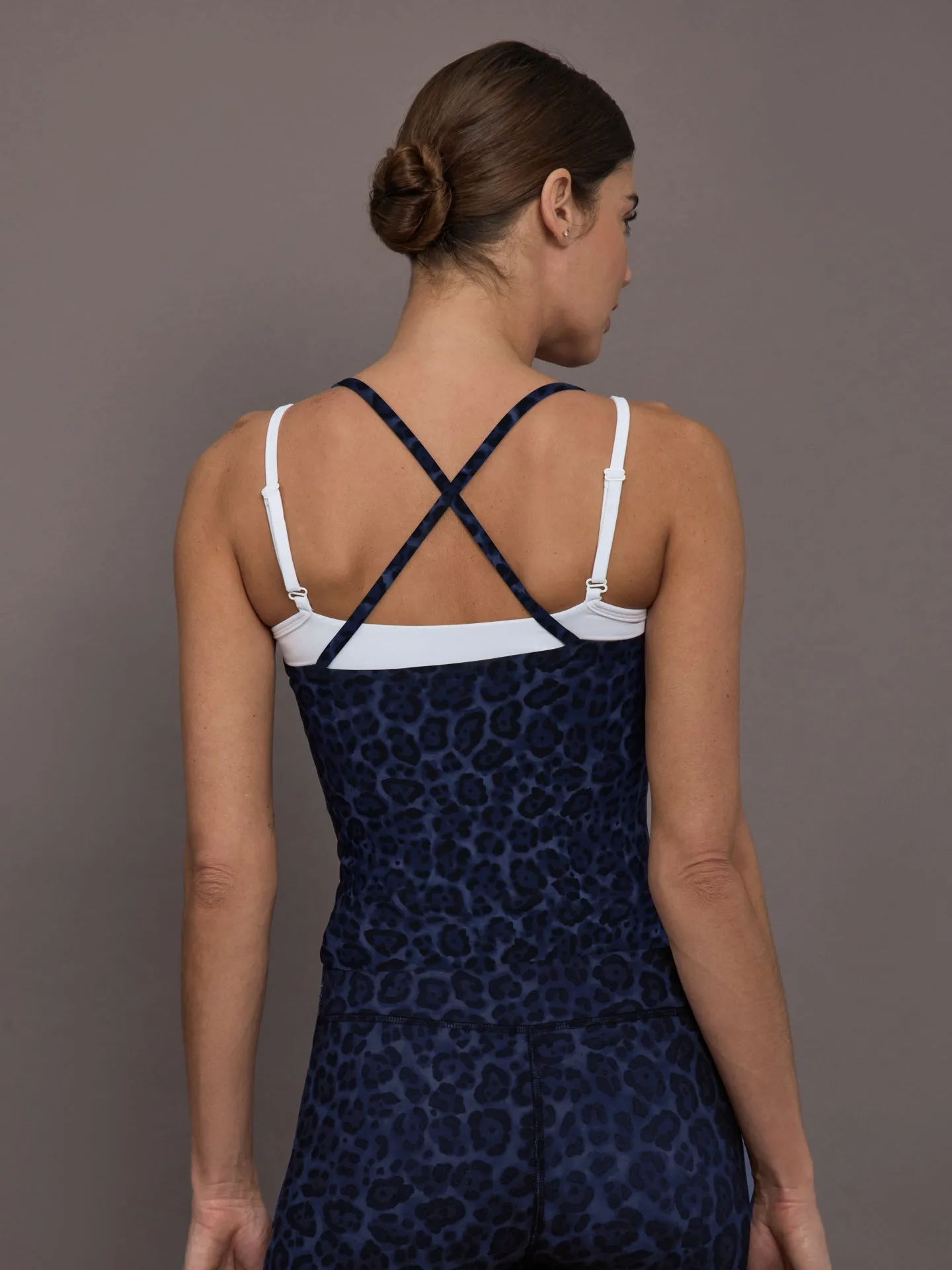 Double Layered Contrast Tank - Navy Leopard/White sold by Carbon38 product image thumbnail 4