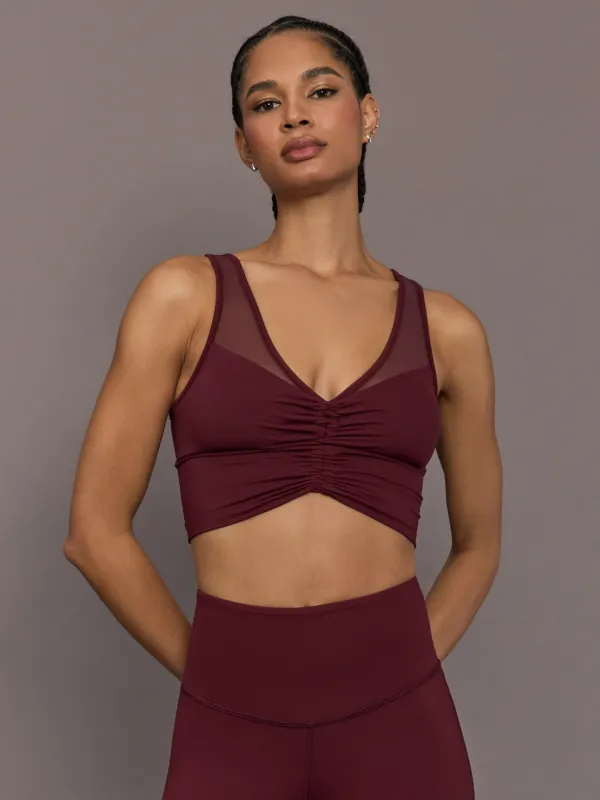 Palma Mesh Longline Bra - Bordeaux sold by Carbon38