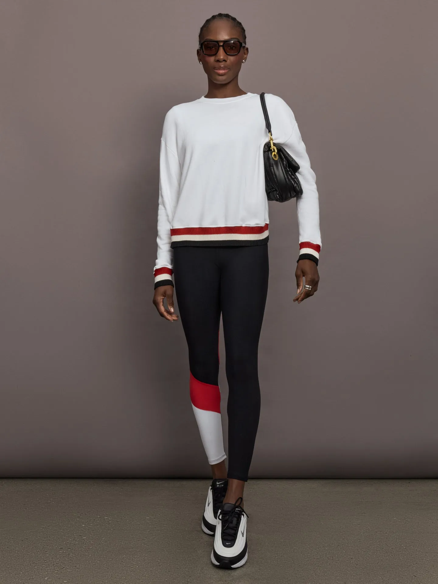 Banded Sweatshirt in French Terry - White with Black/White/Red sold by Carbon38 product image thumbnail 2