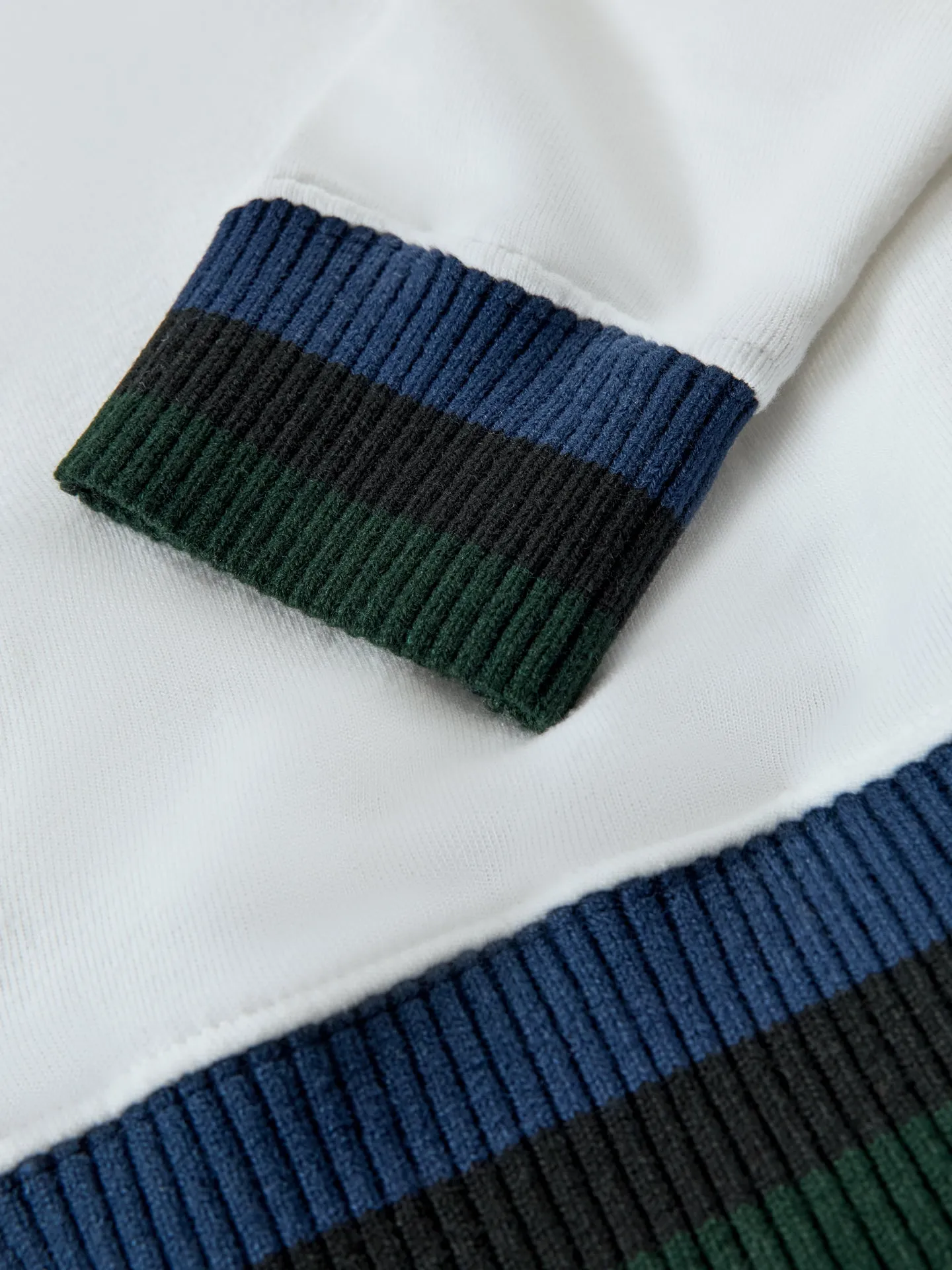 Banded Sweatshirt in French Terry - White with Navy/Black/Forest sold by Carbon38 product image thumbnail 3