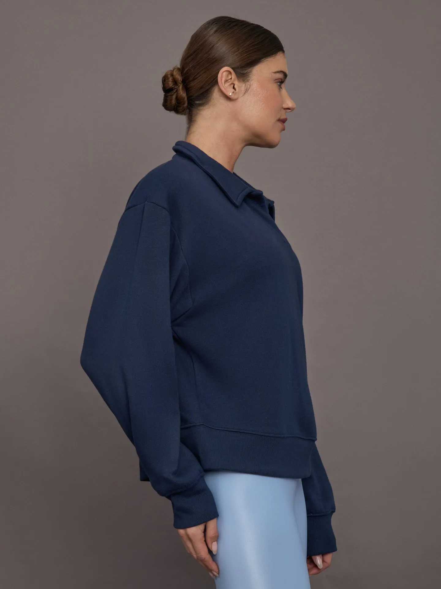 Johnny Collar Sweatshirt in French Terry - Navy Blazer sold by Carbon38 product image thumbnail 5