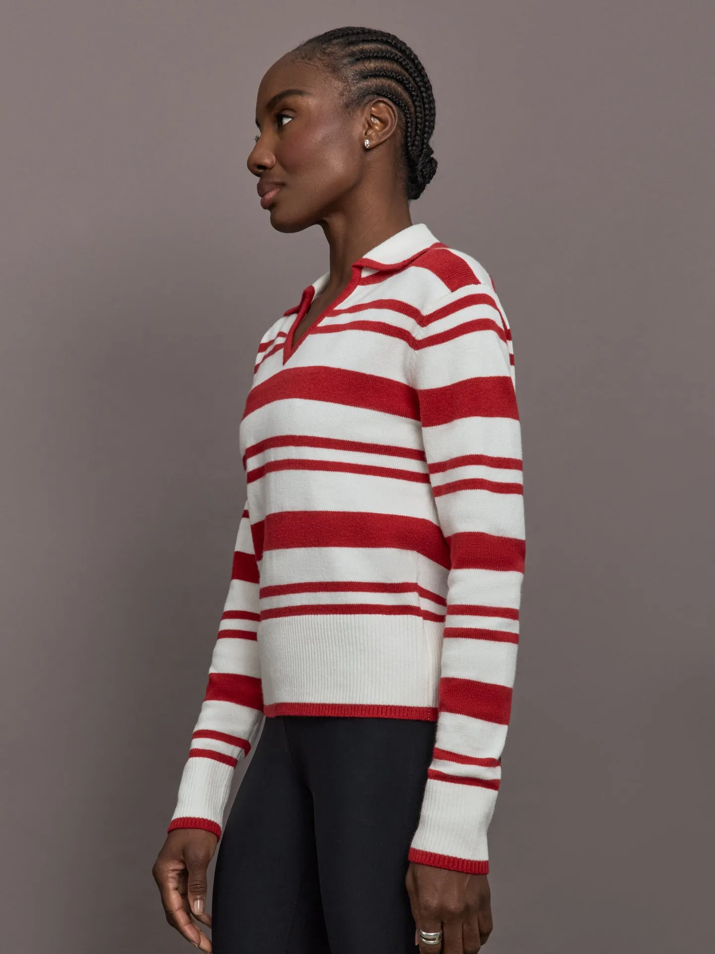 Johnny Collar Striped Sweater - Red/Cream sold by Carbon38 product image thumbnail 3
