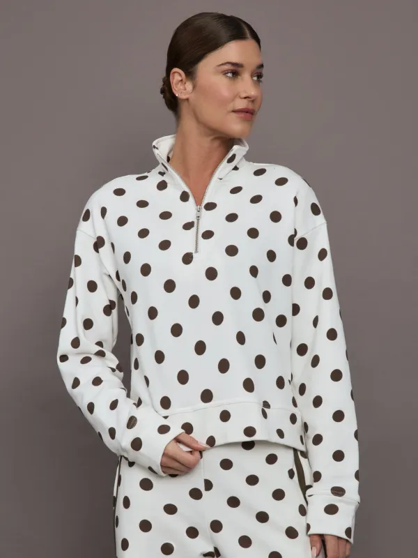 Polka Dot Half Zip - White/Carafe Polka Dot sold by Carbon38