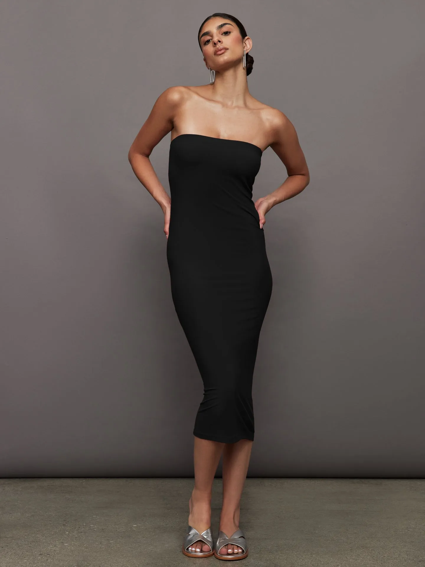 Strapless Dress in Melt - Black sold by Carbon38