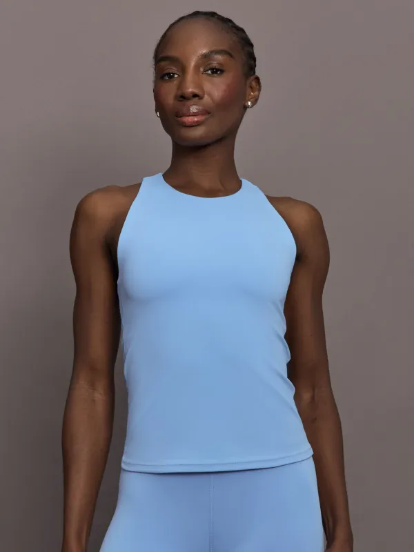 Racer High Neck Active Tank in Diamond Compression - Serenity made by Carbon38
