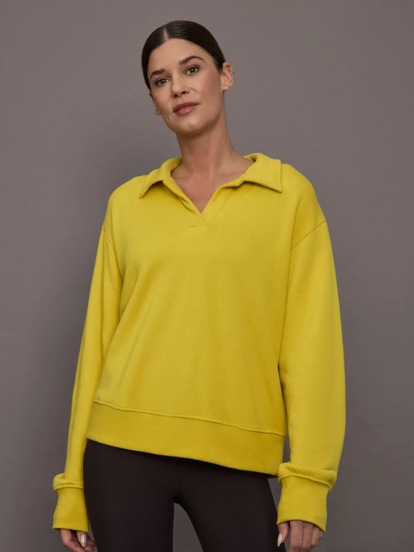Johnny Collar Sweatshirt in French Terry - Mango Mint sold by Carbon38