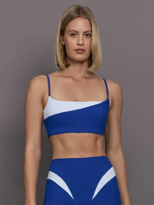 Spliced Colorblock Bra in Melt - Cobalt/White made by Carbon38