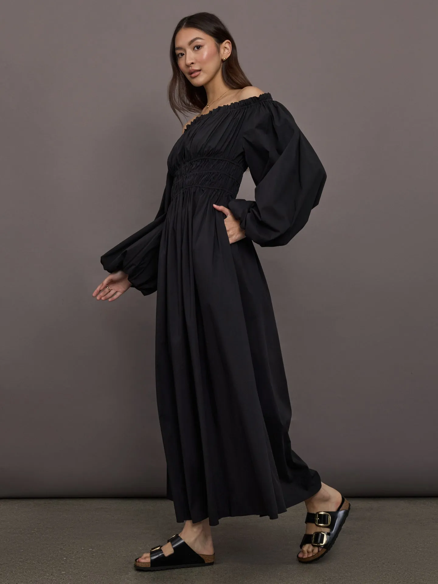 Raquela Off The Shoulder Ruffle Maxi Dress - Black sold by Carbon38 product image thumbnail 3