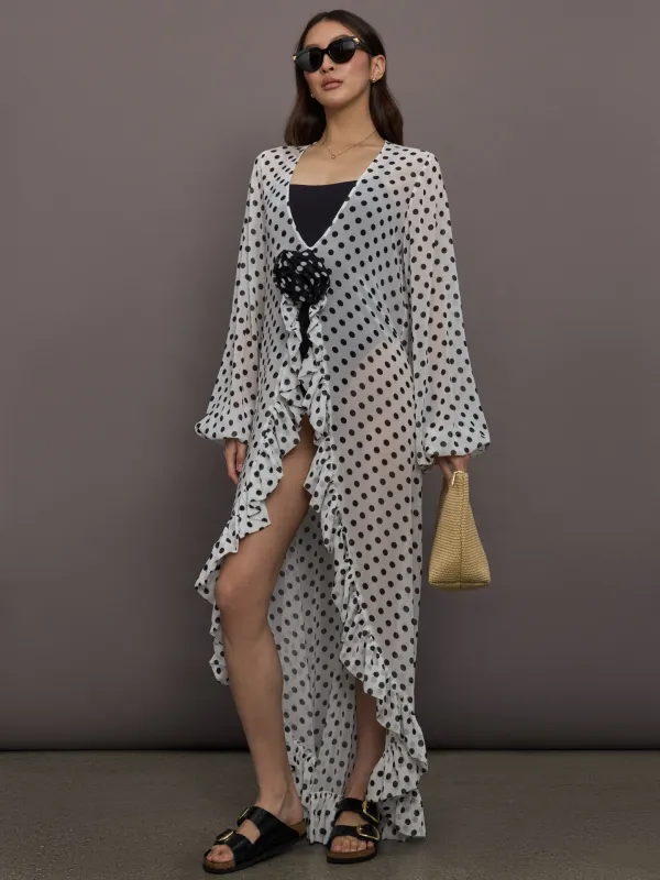 Charlotte Coverup - Ivory Black Polka Dot made by Caroline Constas