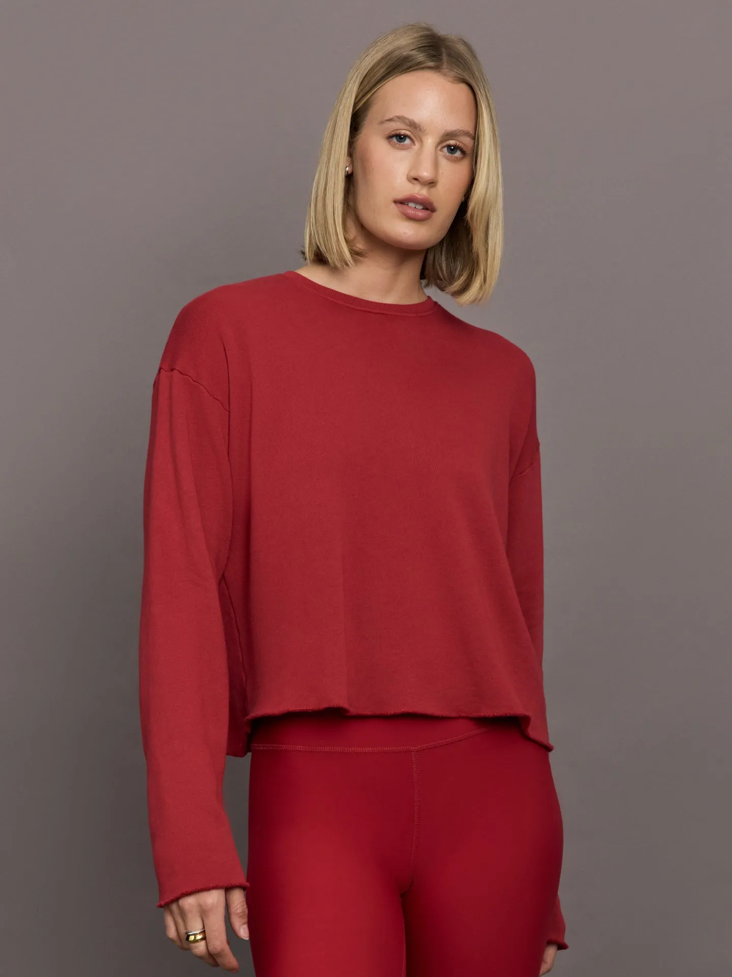 Crew Neck Sweatshirt in French Terry - Cherry Red sold by Carbon38