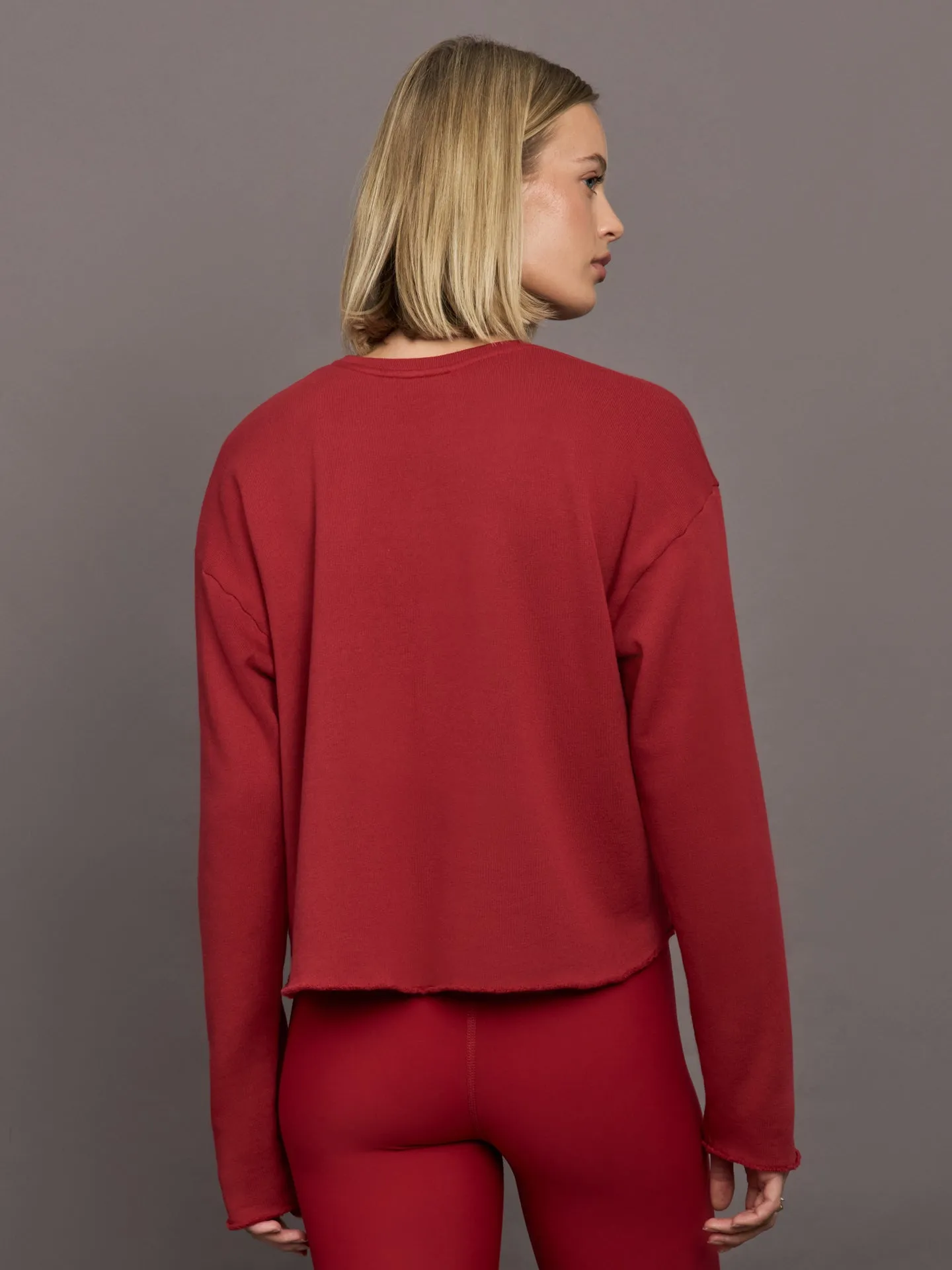 Crew Neck Sweatshirt in French Terry - Cherry Red sold by Carbon38 product image thumbnail 4