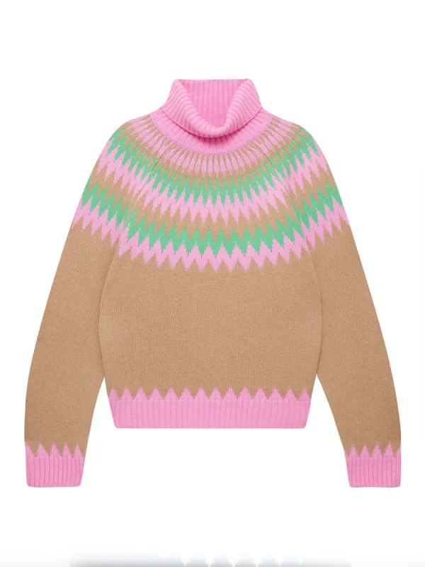 Nordic Yoke Roll Collar - Cinderella/Pink/Hazelnut/Emerald sold by Carbon38