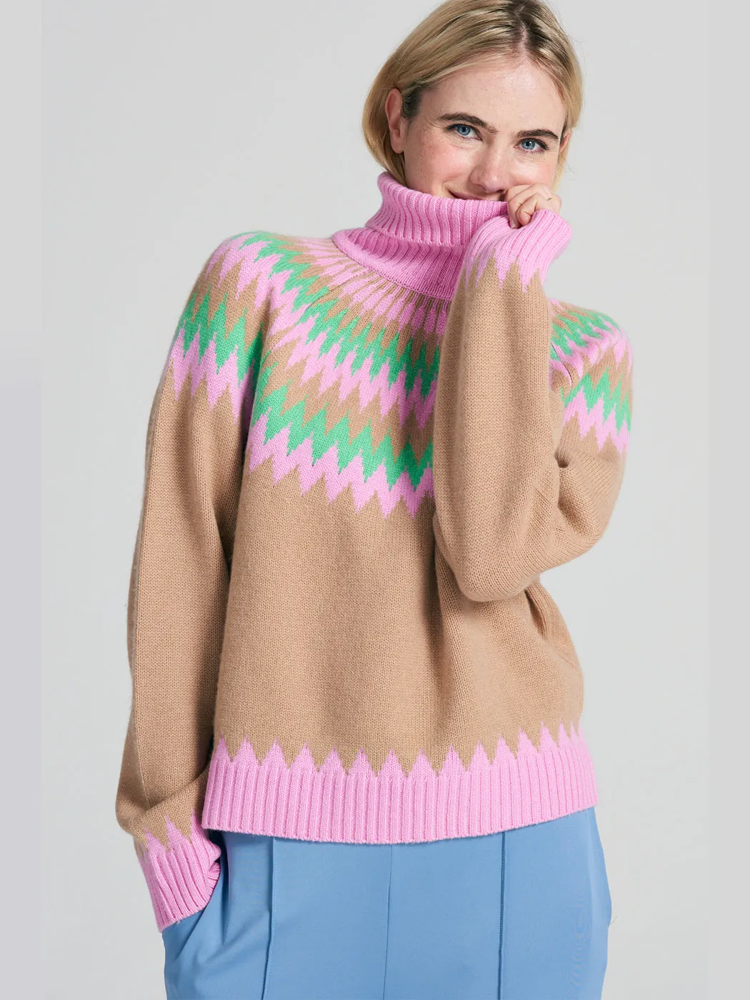 Nordic Yoke Roll Collar - Cinderella/Pink/Hazelnut/Emerald sold by Carbon38 product image thumbnail 3