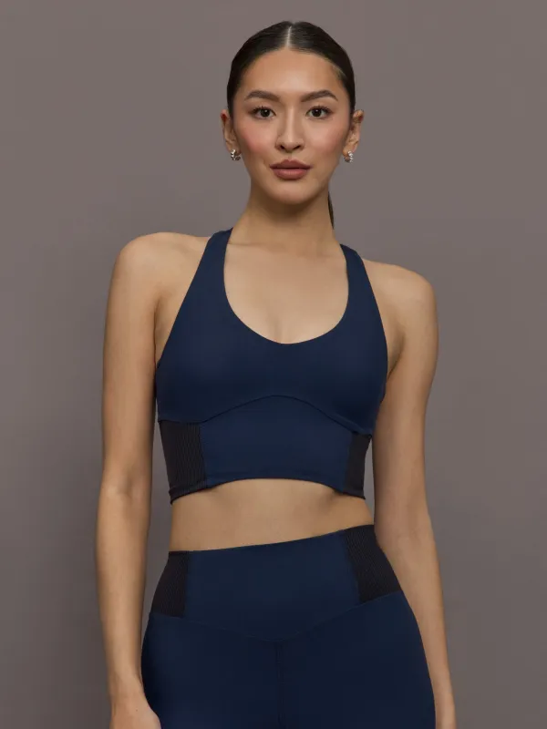 Seamed Bra in Melt - Navy/Black made by Carbon38