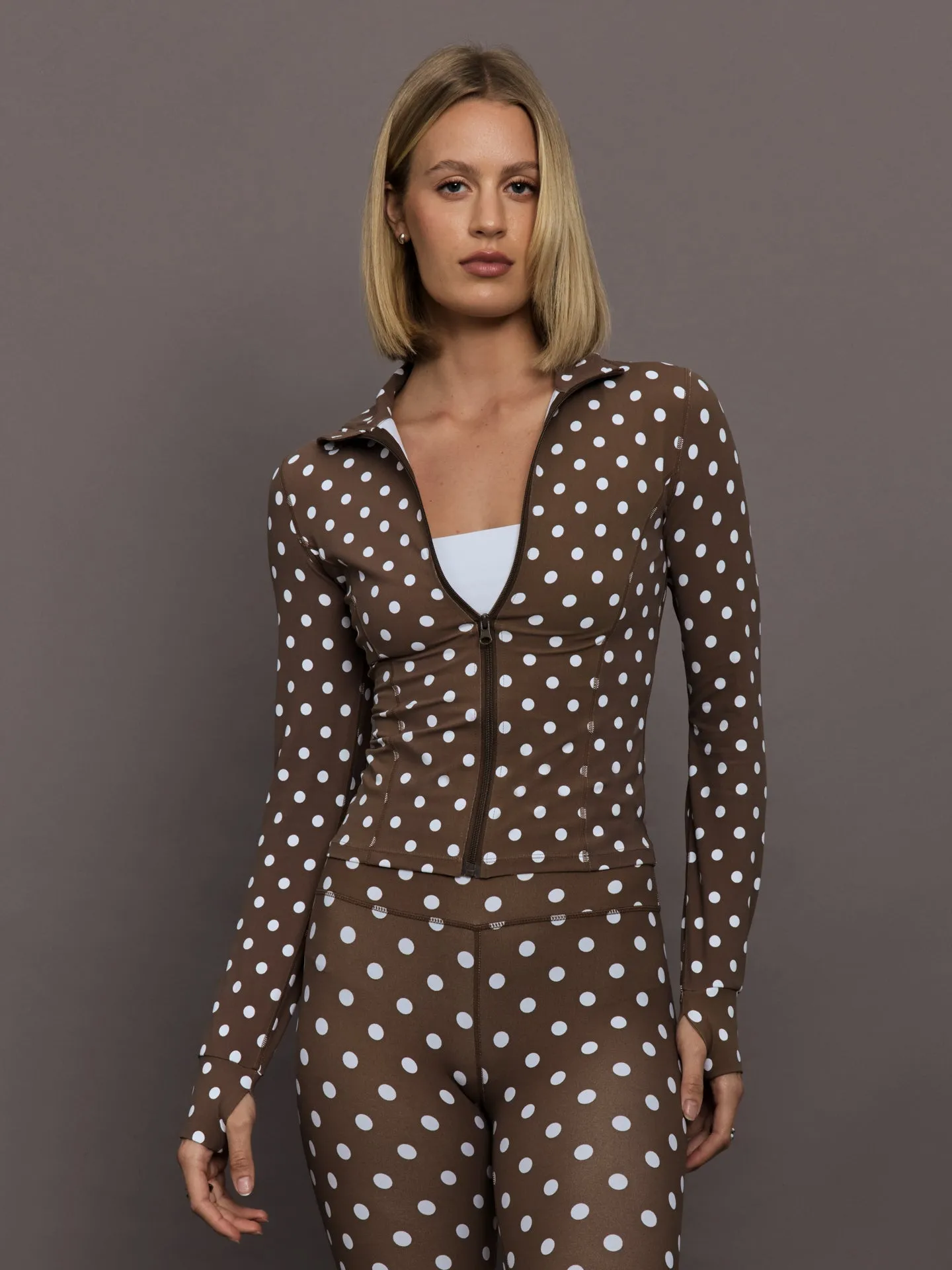 Full Zip Active Jacket in Melt - Carafe/White Polka Dot sold by Carbon38 product image thumbnail 3