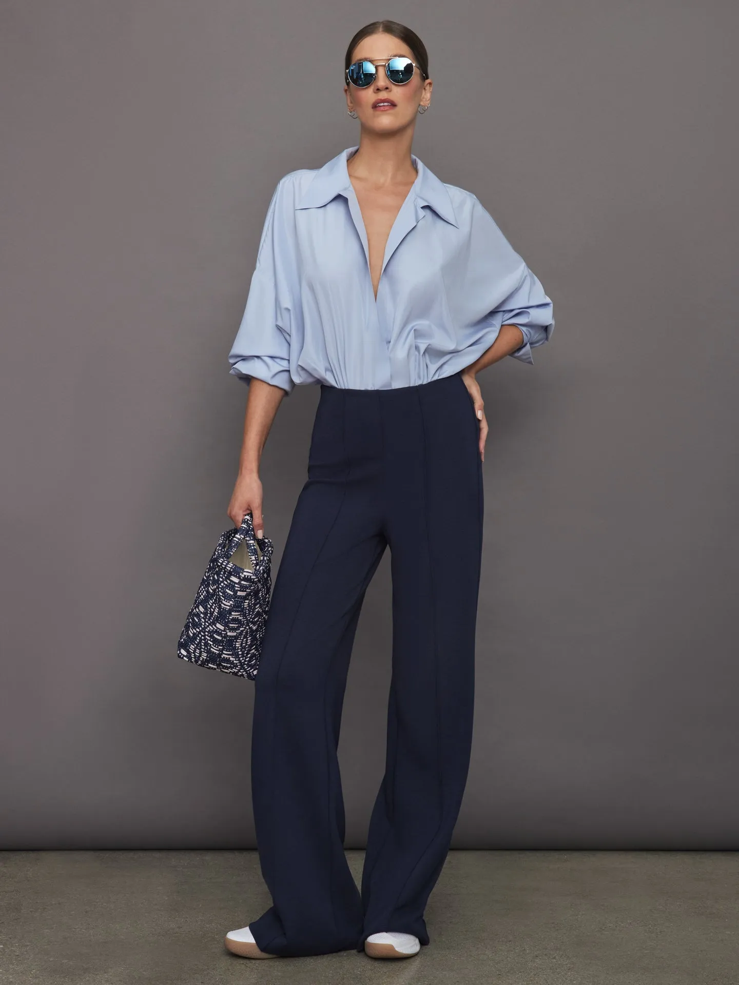 Super Oversized Boyfriend NK Shirt Bodysuit - Misty Blue sold by Carbon38 product image thumbnail 2