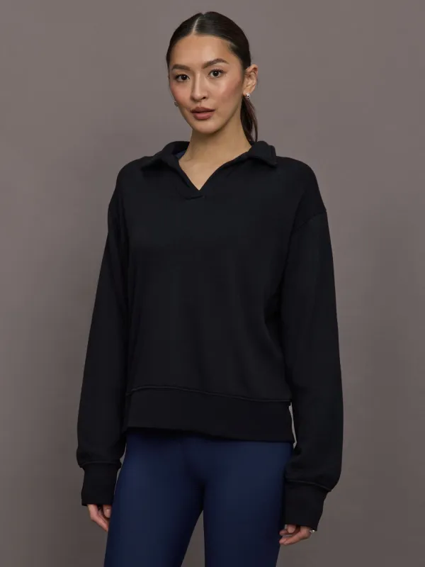 Johnny Collar Sweatshirt in French Terry - Black made by Carbon38