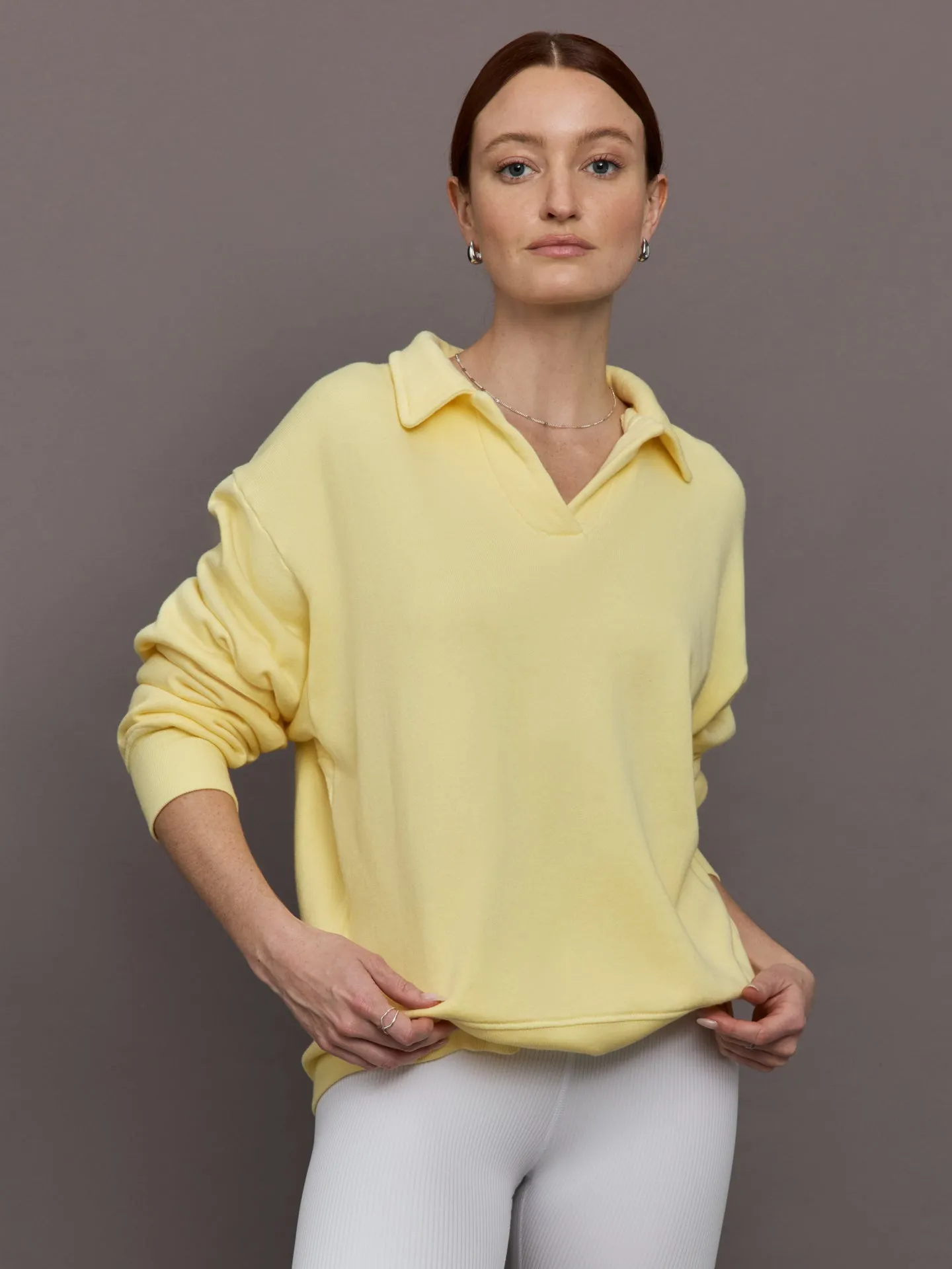 Johnny Collar Sweatshirt in French Terry - Banana sold by Carbon38