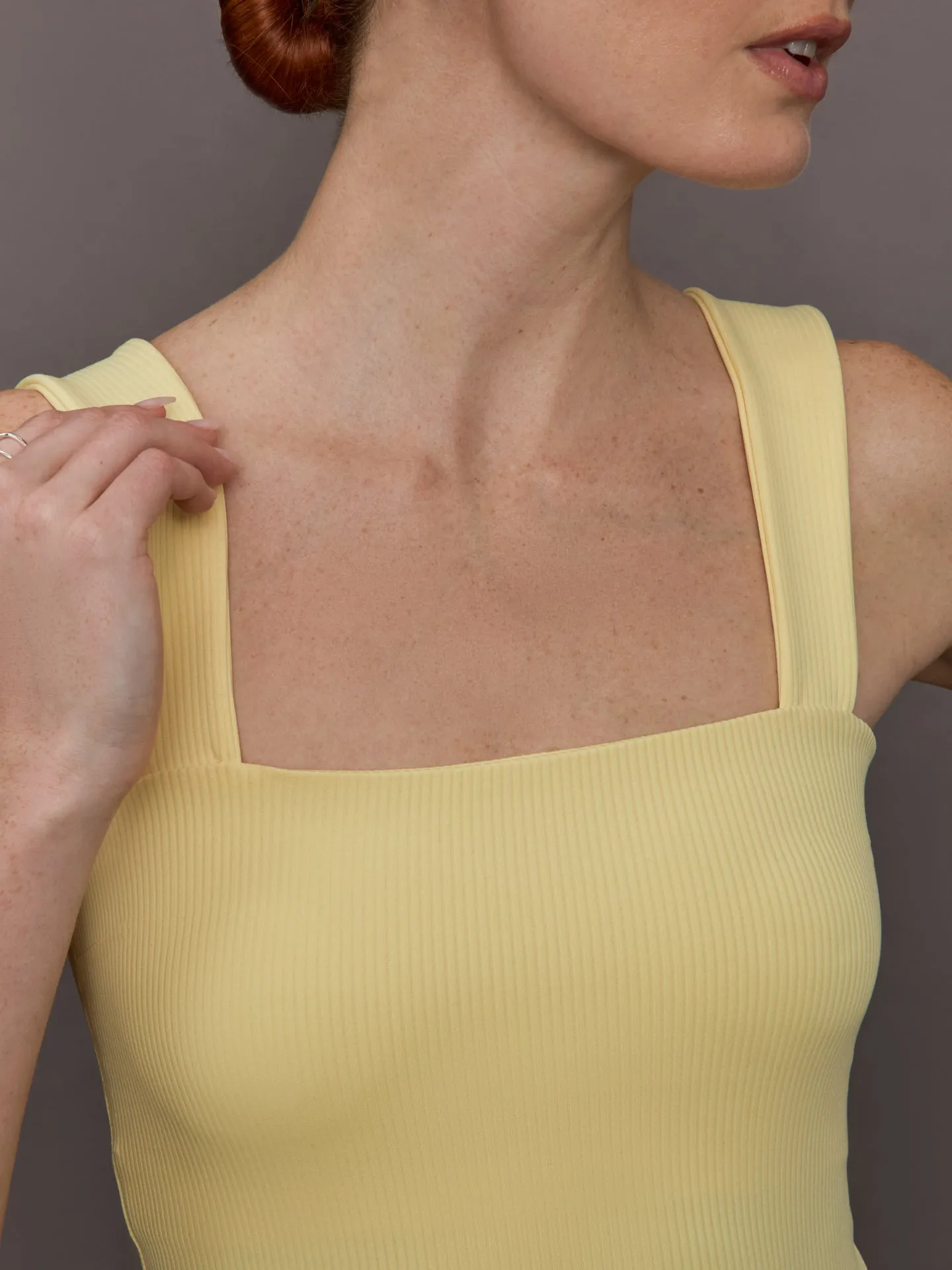 Square Neck Tank in Ribbed Melt - Banana sold by Carbon38 product image thumbnail 5