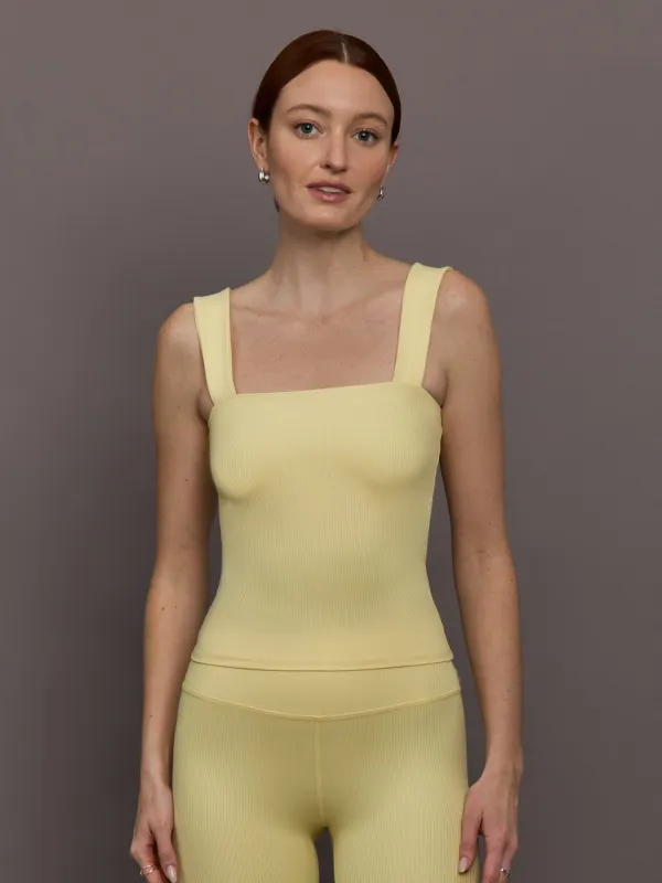 Square Neck Tank in Ribbed Melt - Banana sold by Carbon38