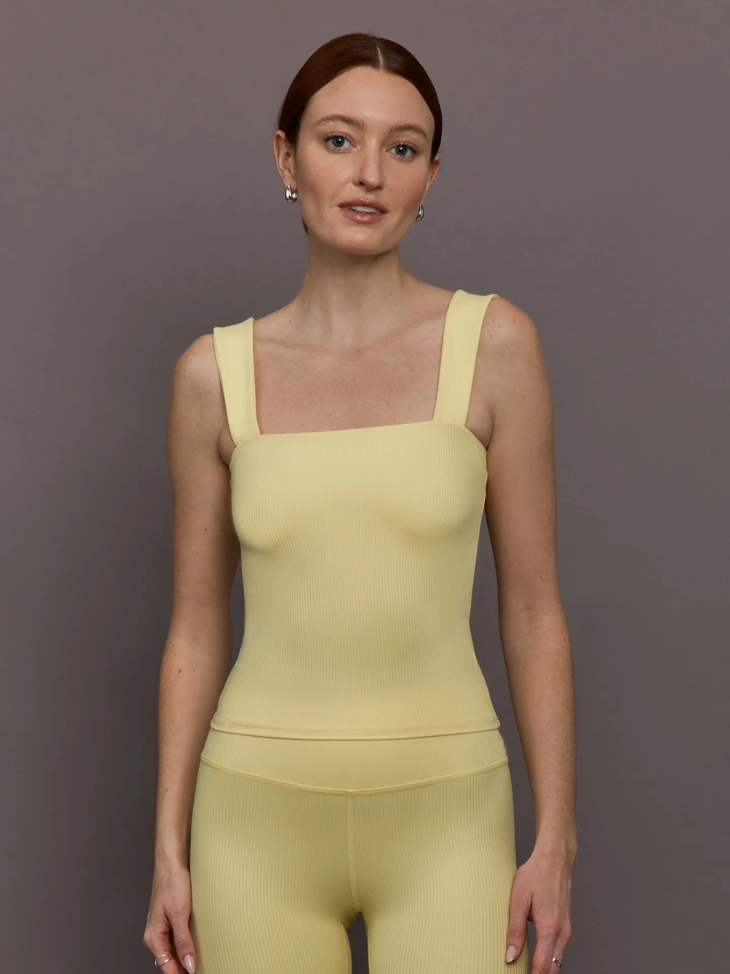 Square Neck Tank in Ribbed Melt - Banana sold by Carbon38