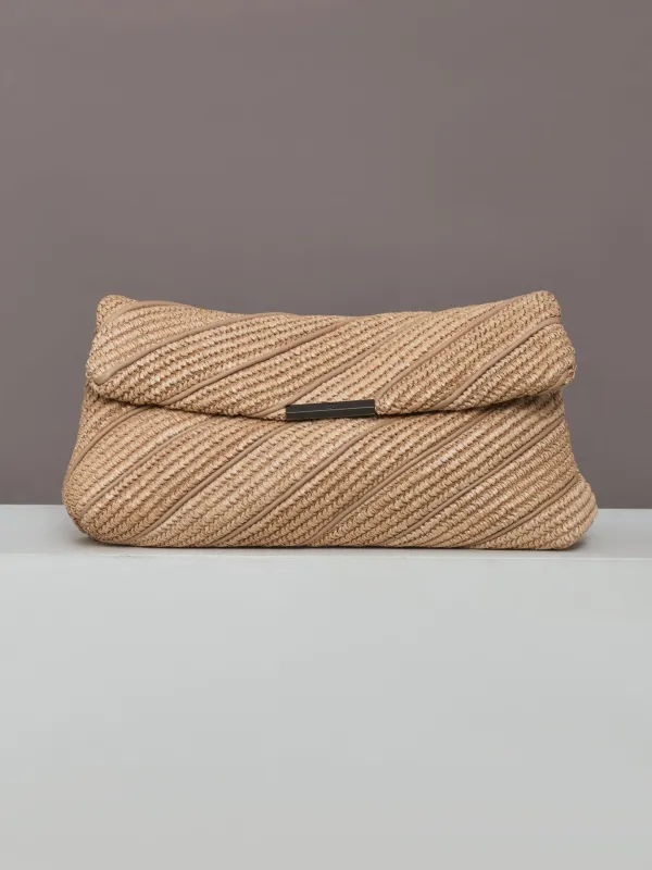 Embrace Clutch - Beige Luxe & Raffia sold by Carbon38