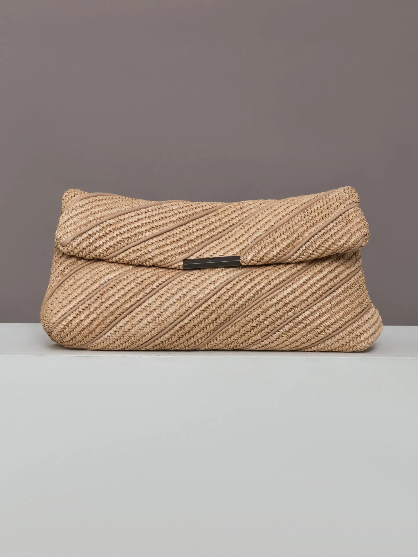 Embrace Clutch - Beige Luxe & Raffia sold by Carbon38