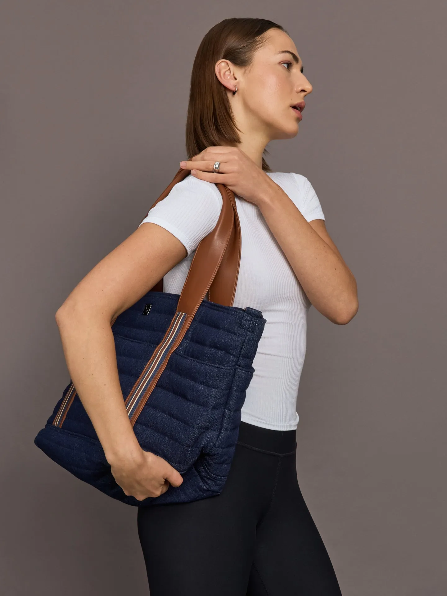Journey Maxi Tote - Dark Denim & Mocha Luxe Trim sold by Carbon38 product image thumbnail 2