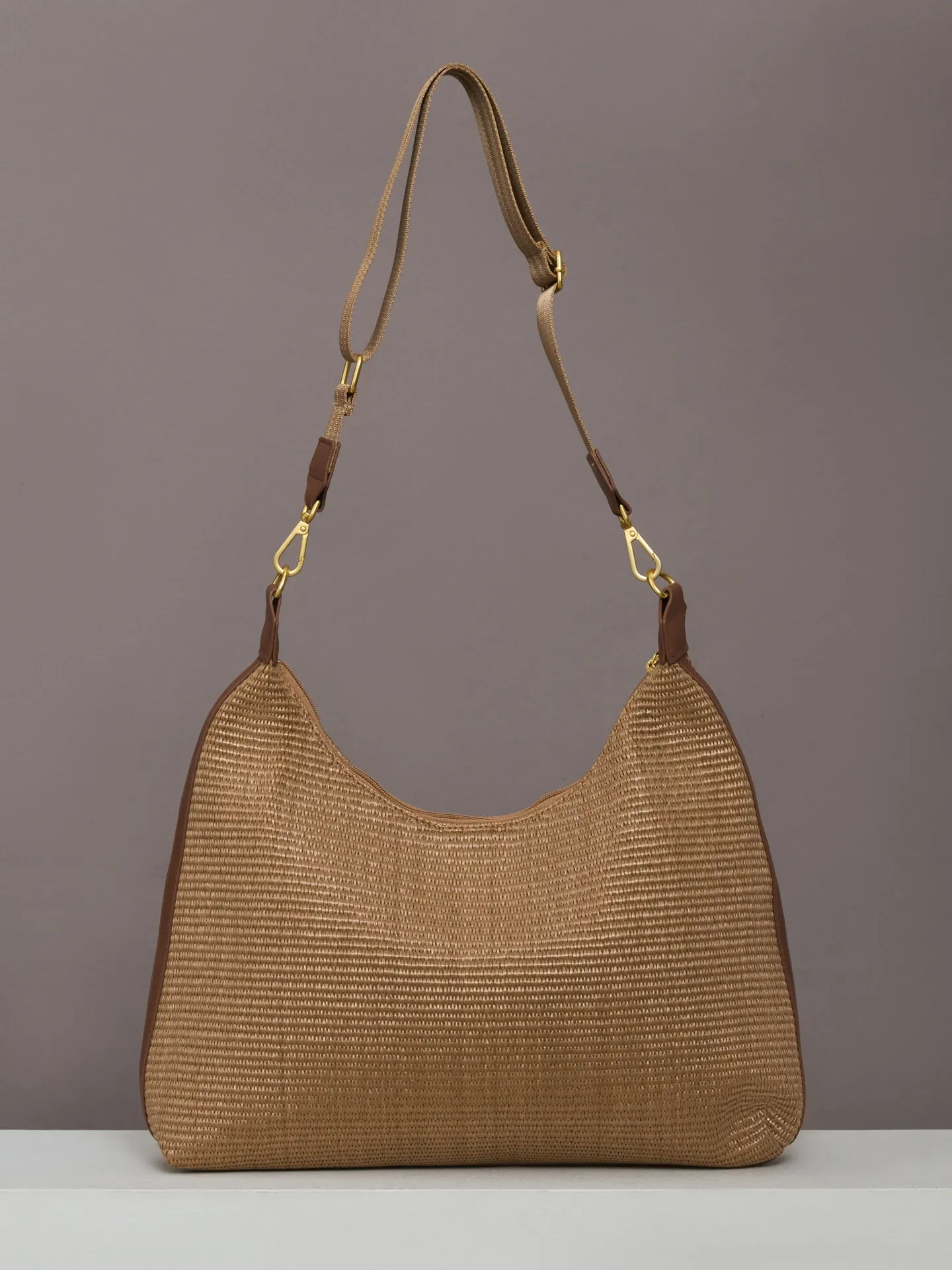 Seaside Satchel - Sand Dune Raffia & Mocha Leather sold by Carbon38 product image thumbnail 3