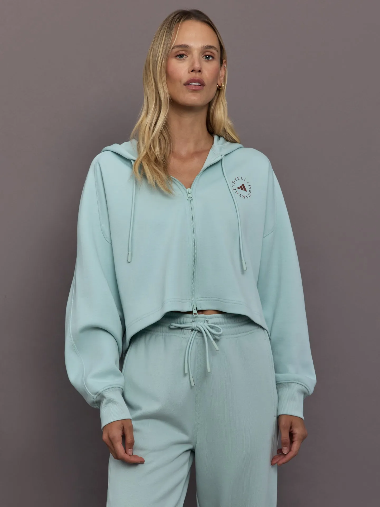 adidas by Stella McCartney Sportswear Cropped Hoodie - Vapour Green sold by Carbon38