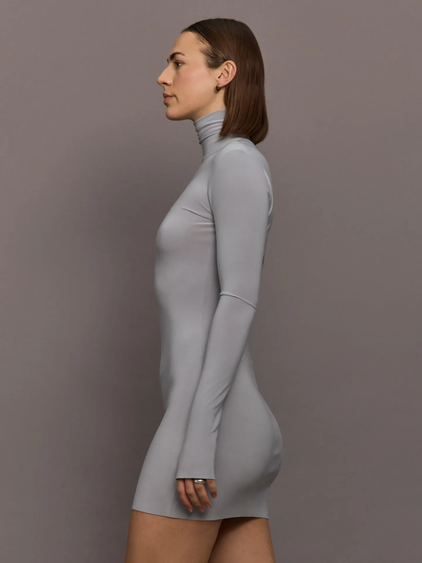 Long Sleeve Turtleneck MiniDress - Grey sold by Carbon38 product image thumbnail 3