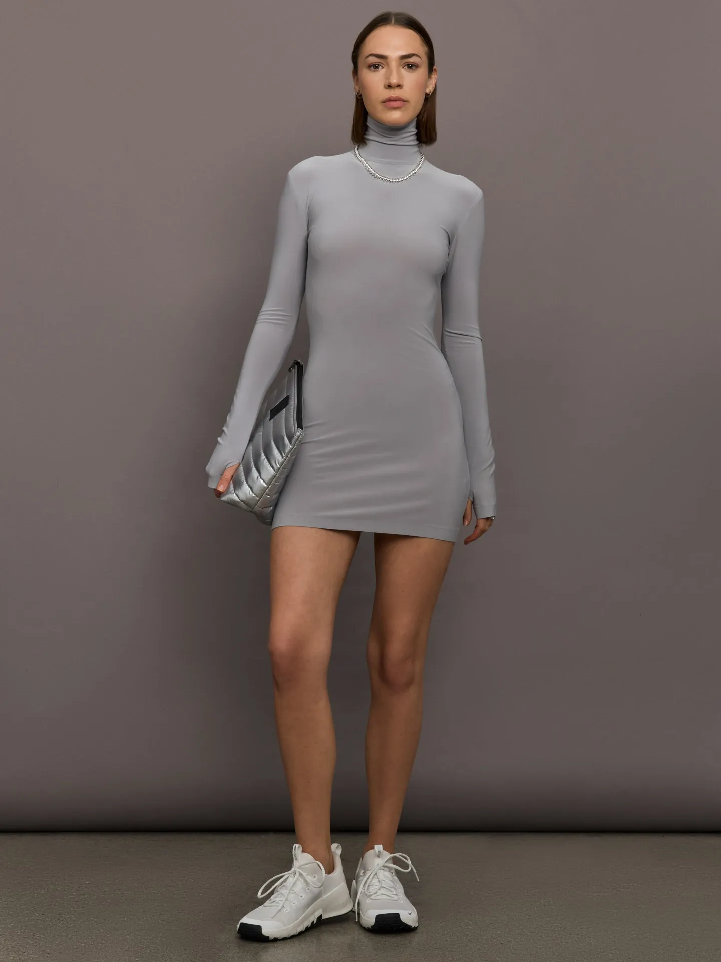 Long Sleeve Turtleneck MiniDress - Grey sold by Carbon38 product image thumbnail 2