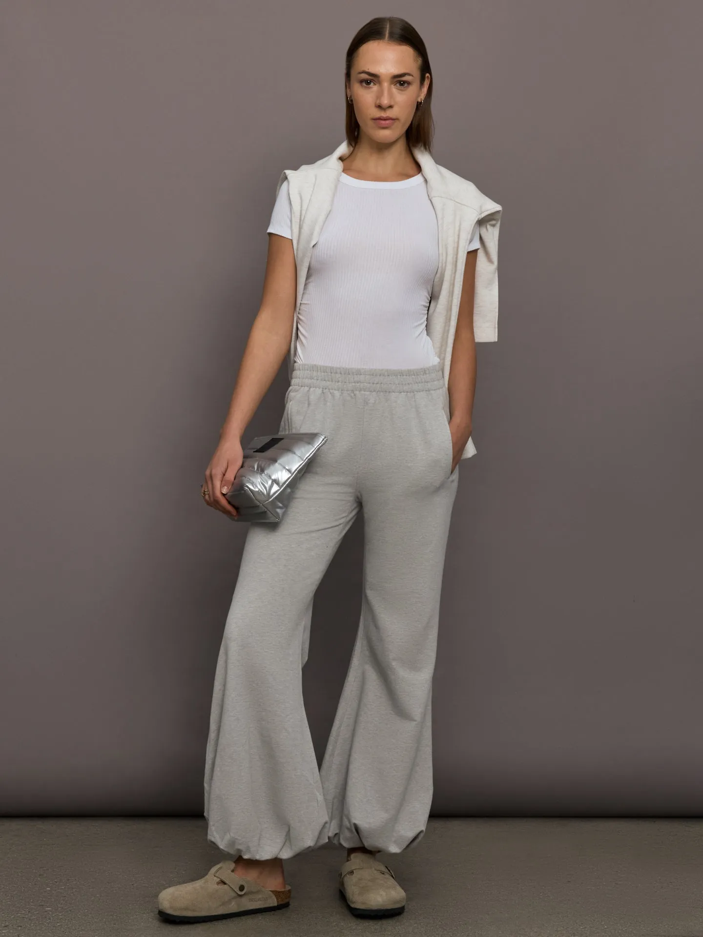 Boyfriend Puff Jog Pant - Light Heather Grey sold by Carbon38 product image thumbnail 2