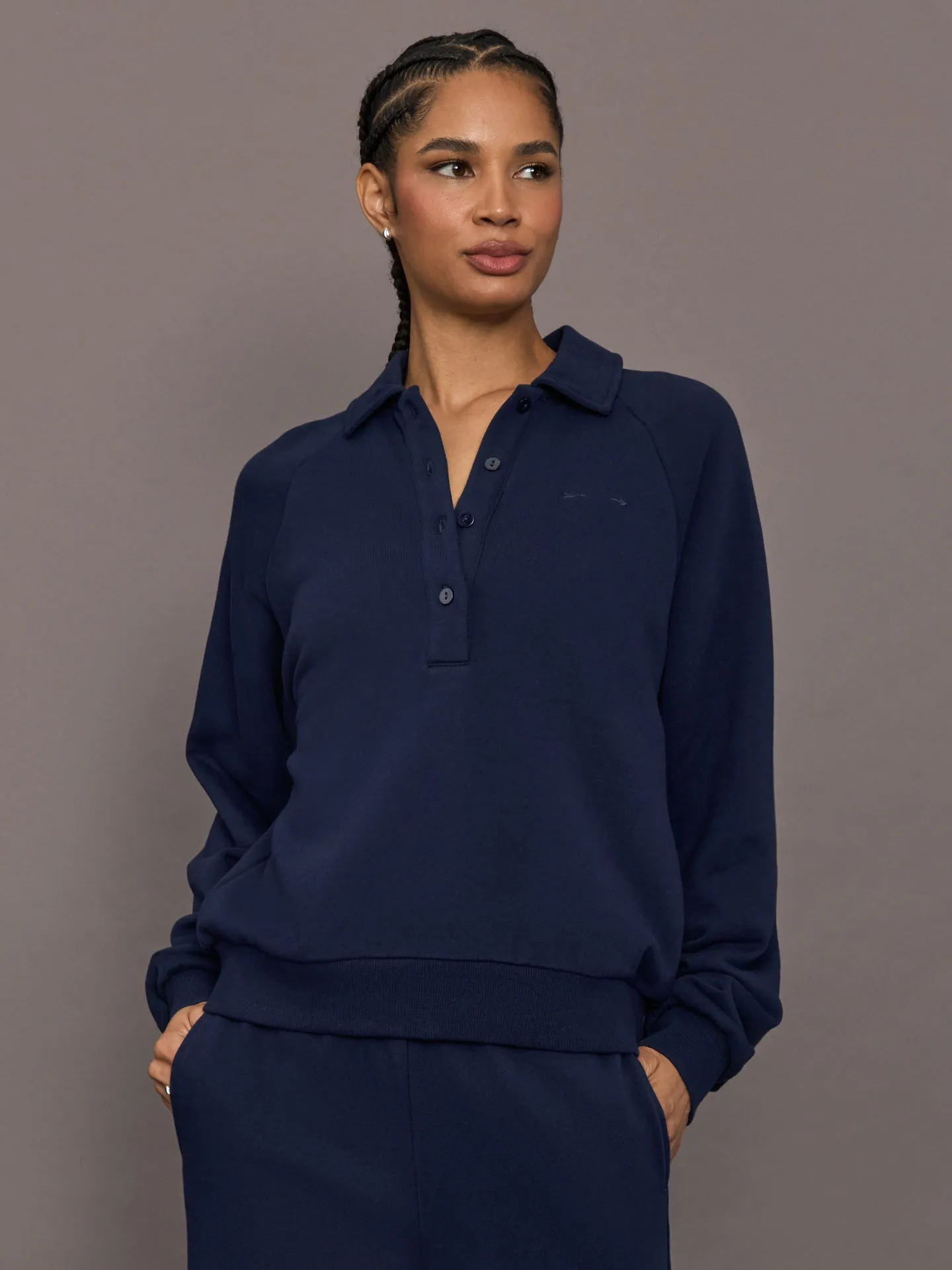 Collared Elle Polo - Navy sold by Carbon38