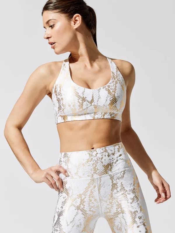 Metallic Snake Contour Cross-back Bra - Cream-Gold made by Carbon38