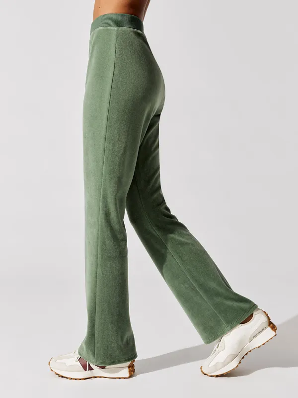 Velour Flare Pants - Evergreen sold by Carbon38